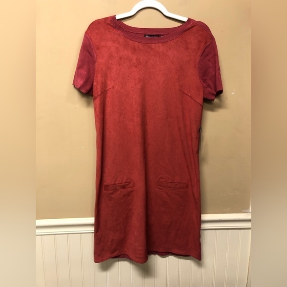 New York & Co 7th Ave Faux Suede Red Dress Size M NWT - Picture 1 of 6